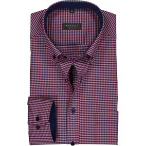 ETERNA comfort fit overhemd, poplin heren overhemd, rood met blauw geruit (contrast)