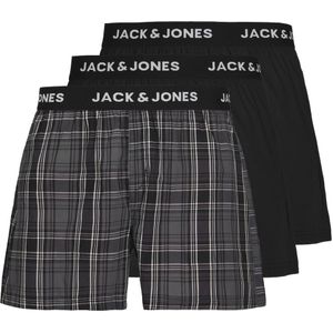 JACK & JONES Jacjames woven boxers (3-pack), heren wijde boxers normale lengte, zwart -  Maat: L