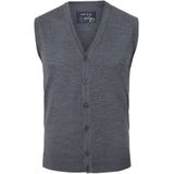 MARVELIS heren vest mouwloos, wol, V-hals, antraciet grijs melange
