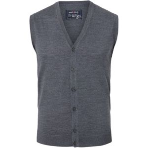 MARVELIS heren vest mouwloos, wol, V-hals, antraciet grijs melange