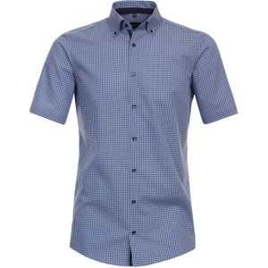 VENTI modern fit overhemd, korte mouw, popeline, blauw geruit 40