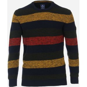 Redmond heren trui katoen, O-hals, blauw gestreept (middeldik) -  Maat: 4XL