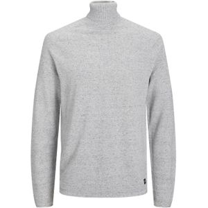 JACK & JONES Hill knit roll neck slim fit, heren pullover katoen met col, lichtgrijs melange