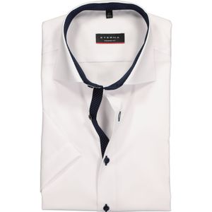 ETERNA modern fit overhemd, korte mouw, heren overhemd fijn Oxford, wit (blauw gestipt contrast) 42