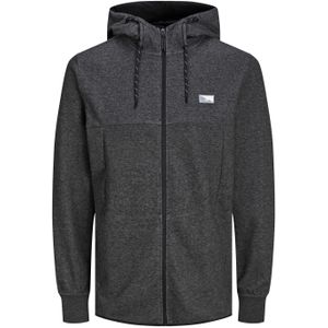 JACK & JONES Air sweat zip hood regular fit, heren sweatvest katoenmengsel met capuchon, donkergrijs melange