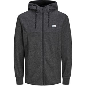 JACK & JONES Air sweat zip hood regular fit, heren sweatvest katoenmengsel met capuchon, donkergrijs melange