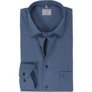 MARVELIS comfort fit overhemd, popeline, donkerblauw dessin