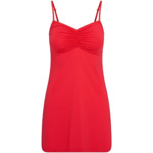 RJ Bodywear Pure Color dames jurk (1-pack), onderjurk met verstelbare bandjes, rood