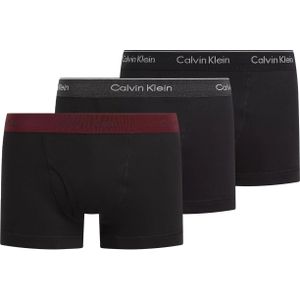 Calvin Klein Trunk (3-pack), heren boxers normale lengte, zwart met gekleurde tailleband
