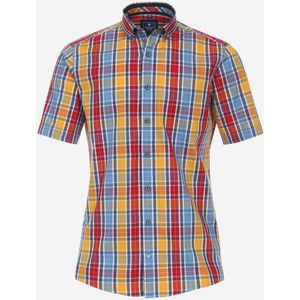 3 voor 99 | Redmond comfort fit overhemd, korte mouw, popeline, rood geruit 47/48