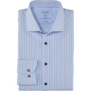 OLYMP 24/7 Level 5 body fit overhemd, twill, taupe gestreept
