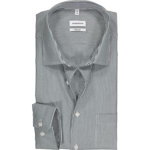 Seidensticker regular fit overhemd, donkerblauw met wit gestreept 42