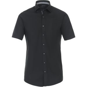 VENTI modern fit overhemd, korte mouw, twill, zwart 39