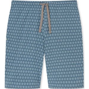 SCHIESSER Mix+Relax loungebroek kort, heren bermuda biologisch katoen blauwgrijs gedessineerd