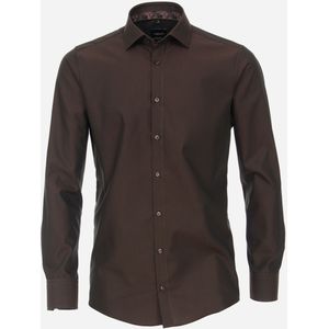 VENTI modern fit overhemd, popeline, bruin 46