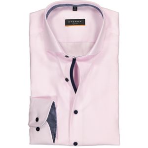 ETERNA slim fit overhemd, twill heren overhemd, roze met wit ( donkerblauw contrast) 39