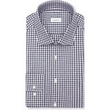 Seidensticker - Flanellen Overhemd - Donkerblauw - Shaped 1/1 Kentkraag Ruit