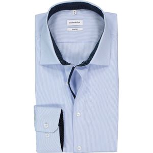 Seidensticker shaped fit overhemd, blauw met wit gestreept (contrast) 45