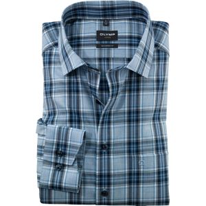 OLYMP Luxor modern fit overhemd, twill, bleu geruit