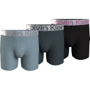 Calvin Klein Boxer Briefs (3-pack), heren boxers extra lang, zwart, grijs, lichtblauw -  Maat: M