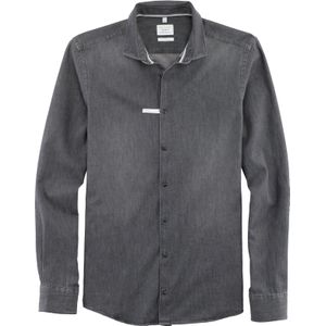 OLYMP Smart Casual Level 5 body fit overhemd, popeline, zwart 43/44