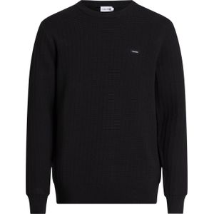Calvin Klein heren pullover katoenmengsel, Structure Sweater, zwart -  Maat: XL