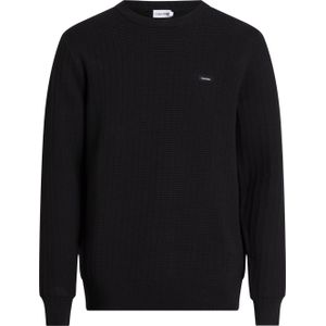 Calvin Klein heren pullover katoenmengsel, Structure Sweater, zwart -  Maat: M