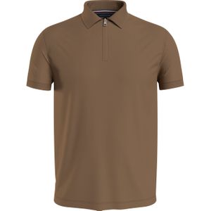 Tommy Hilfiger Dc Interlock Zip Slim Polo, heren poloshirt, bruin