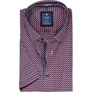 Redmond - Overhemd - Rood - Korte Mouw - Popeline - Strijkvriendelijk