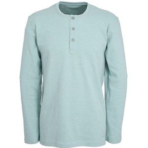 Ceceba heren T-shirt lange mouw met O-hals en knoopjes (1-pack), lichtblauw