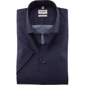 OLYMP Level 5 body fit overhemd, korte mouw, popeline, rood dessin