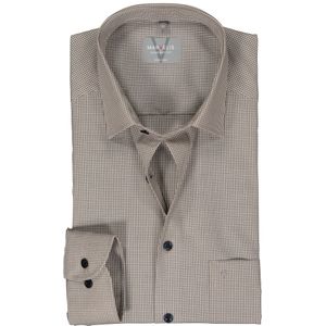 MARVELIS comfort fit overhemd, popeline, beige heel fijn geruit