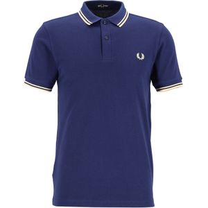 Fred Perry M3600 polo twin tipped shirt, pique, French Navy / Ice Cream -  Maat: 3XL