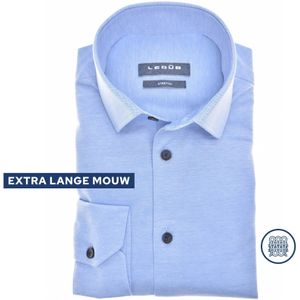 Ledub slim fit overhemd, mouwlengte 72 cm, jersey, middenblauw