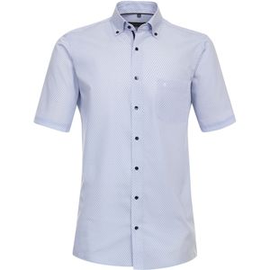 CASA MODA comfort fit overhemd, korte mouw, popeline, lichtblauw, wit dessin