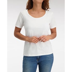 Claesen's dames Basics T-shirt (1-pack), loose fit O-hals T-shirt korte mouw, wit