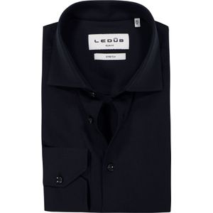Ledub slim fit overhemd, popeline, zwart