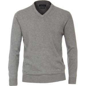 CASA MODA heren trui katoen, V-hals, grijs -  Maat: 5XL