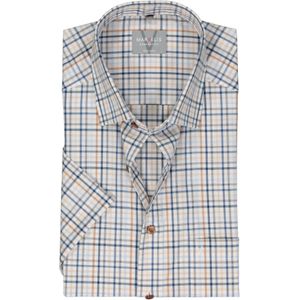 MARVELIS comfort fit overhemd, korte mouw, popeline, wit met blauw en beige geruit