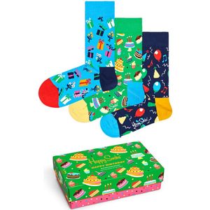 Happy Socks Happy Birthday Socks Gift Set (3-pack), unisex sokken in cadeauverpakking
