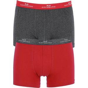 Gotzburg heren boxers (2-pack), normale lengte, donkergrijs en rood -  Maat: XL