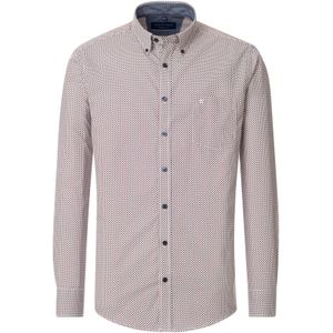 CASA MODA Sport comfort fit overhemd, twill, wit met blauw en rood dessin