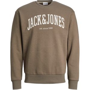 JACK & JONES Josh sweat crew neck regular fit, heren sweatshirt katoenmengsel met O-hals, olijfgroen