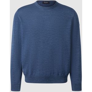 MAERZ Classic Fit heren trui met O-hals wol, middenblauw