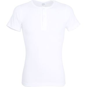 Ceceba heren T-shirt korte mouw met O-hals en knoopjes (1-pack), wit -  Maat: 3XL