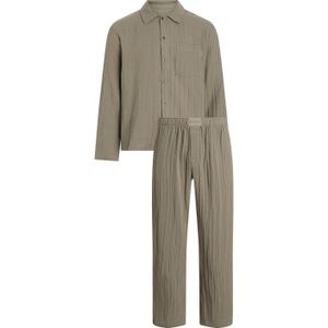 Calvin Klein heren pyjama met knoopjes, olijfgroen -  Maat: L