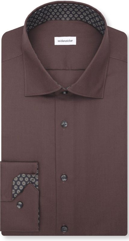 Seidensticker slim fit overhemd, popeline, bruin