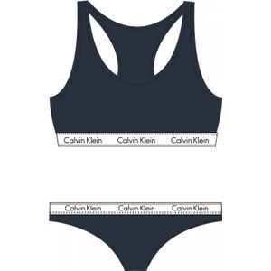 Calvin Klein dames Modern Cotton unlined bralette- en stringset, bralette, blauw -  Maat: L