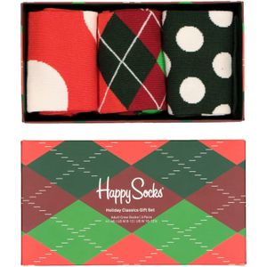 Happy Socks Holiday Classics Gift Set (3-pack), rood groen en wit plezier