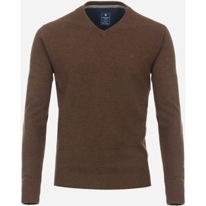 Redmond heren trui katoen, V-hals, bruin (middeldik) -  Maat: 3XL